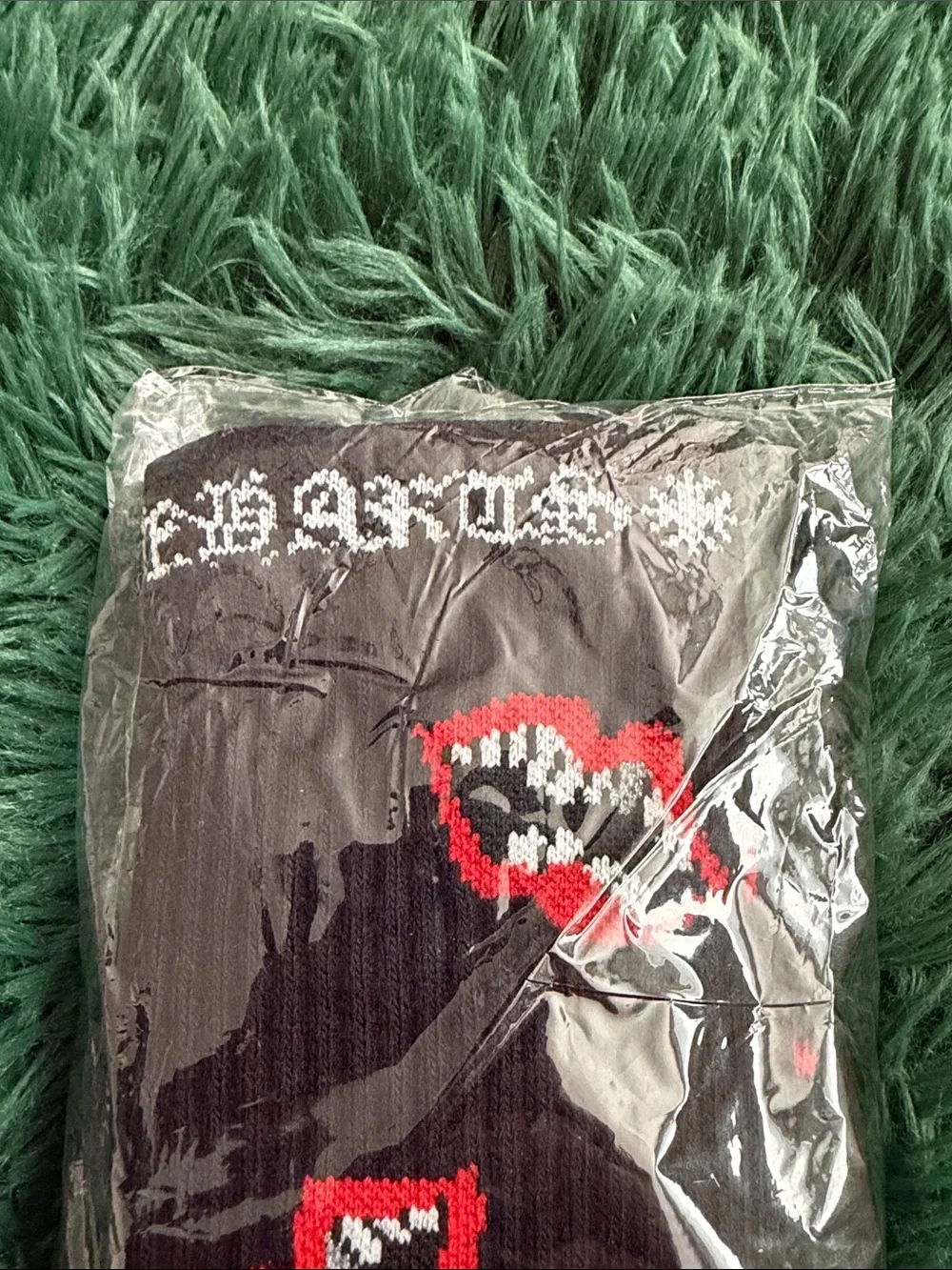 Black And Red Chrome Heart Socks
